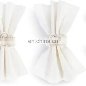 Unique Succulent Glossy White Ceramic Stoneware Napkin Rings thumbnail-3