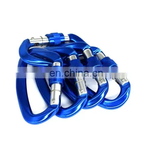 Custom Gold Black 25kn D Ring Locking Rotating Climbing Carabiner Hook,screw-caribiner thumbnail-1