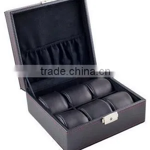 Carbon Leather Jewelry Travel Case,hard Shell Black Leather Jewelry Storage Display Case,black Leather Hard Travel Jewlery Case thumbnail-4