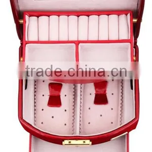 High Quality Jewelry Display Case, Custom Leather Display Case for Jewelry,red Shiny Leather Jewelry Case With Mirror thumbnail-4