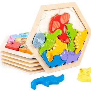 Baby Wooden Puzzle Blocks Toy Animal Fruit Jigsaw Cartoon Animal Traffic Toys Educational Toys Puzzles for Kids Gifts thumbnail-4