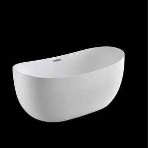 Top Quality Artificial Stone 1.35m Small Size Freestanding Acrylic Solid Surface Stone Bathtub for Bathroom thumbnail-5