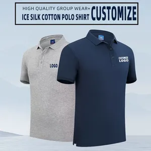Custom Ice Ion Fiber Polo Shirts _ Short-Sleeve Lapel Advertising T-Shirts _ In-Stock Corporate Group Cultural Shirts With Custom Printed Patterns thumbnail-1