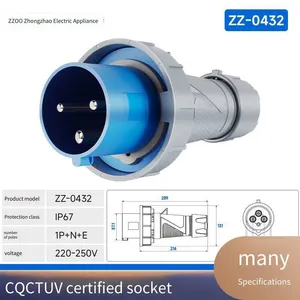 Industrial Sockets, Industrial Plugs, Outdoor, 125a High Current, 63a, ul Certified, ce Certified, Zhongzhao Electrical Appliances thumbnail-4
