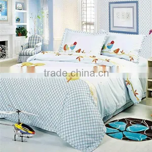 Embroidery Chiken Bedding Cotton Child Duvet Cover Bed Set 205TC In Light Blue Color thumbnail-1