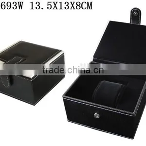 Fashion PU Leather Paper Watch Box With Black Velvet Insert Manufacturers China P1693W thumbnail-1