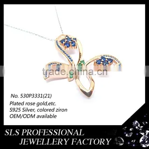 Lastest Jewelry Classic Moods Pendant Butterfly Shape Pendant for Lady 's Wear in Party and Anniversary Colored Stones Pendant thumbnail-3