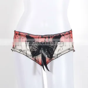 Sexy Hot Sale Transparent Pattern Priting Panties With Big Butterfly Tie Women 6020 thumbnail-1
