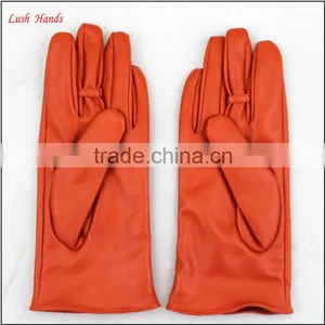 Ladies Wholesale Orange PU Leather Hand Gloves thumbnail-3