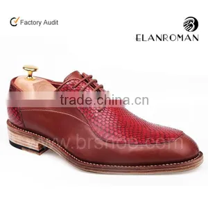Top Quality Wine Red Snake Skin Leather Oxfords Shoes Men thumbnail-1