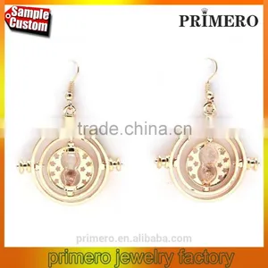 Hot Sale Drop 18K Gold Plating Time Turner Design Hourglass Dangle Earrings thumbnail-1