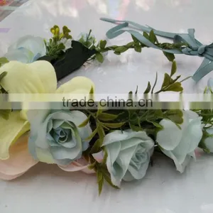 HL016 New Fashion Artificial Flowers Handmade Foam Head Wreath for Wedding Garland Bridal Headdress thumbnail-6