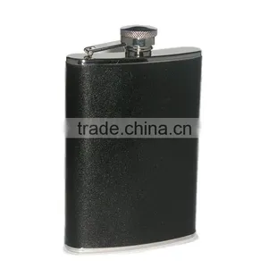 6oz Logo Customzied Metal PU Leather Wrapped Hip Flask thumbnail-2