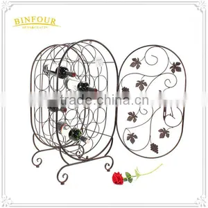 Metal Wine Rack Iron Bottle Wine Cabinet Antique Style Home Furniture thumbnail-2