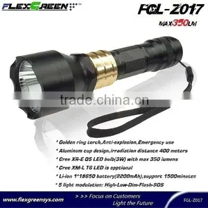 Novel 18650 Battery Golden Ring LED Q5 Flashlight thumbnail-2