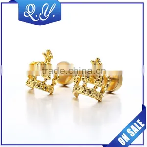 Cheap Wholesale Gold Plated Studs Earrings Shining Crown Ear Stud thumbnail-1