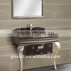 Brazil Designs Stainless Steel Marble Top Bathroom Mirror Vanity Cabinets Y5003 thumbnail-1
