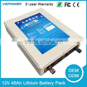 Waterproof 40AH Lipo Solar DC 12V Rechargeable Battery Storage Li Ion Lithium Battery Pack for Car E-bike Deep Cycle thumbnail-1