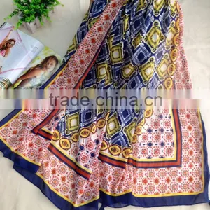 Summer Ladies Lace Tassel Sheer Metallic Women Girls Burnt Out Floral Print Triangle Bandage Lace Scarf thumbnail-1