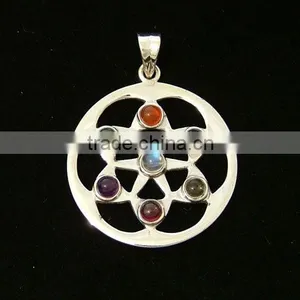 Sterling Silver Chakra Pendant Semiprecious Pendant Online Jewellery Shopping thumbnail-1
