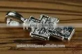 Silver Orthodox Cross Pendant St. Nicholas. Jerusalem Jewelry. thumbnail-1