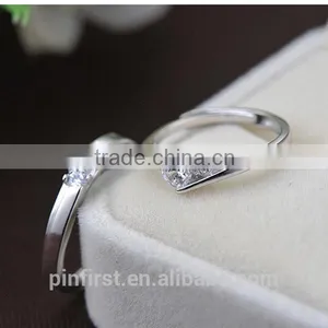 Factory Wholesale S925 Silver AAA Cubic Zircon Couple Rings Opening Shape Fashion Gift thumbnail-2