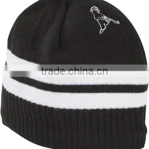 Ribbed Knit Beanie With Double Stripe thumbnail-1