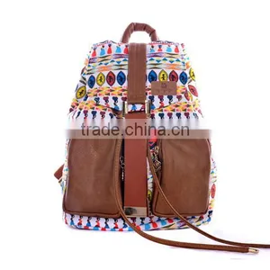 100% Factory Whole Sale Floral Fancy Ladies Canvas Backpack thumbnail-6