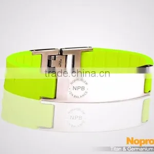 Noproblem P071 FDA Tourmaline Germanium Stainless Steel Energy Sports Fashion Magnetic Charm Silicone Bracelet thumbnail-3
