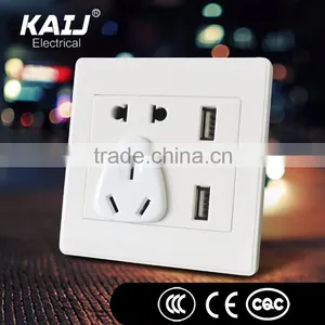 Difference Decorative Design PC Material Wall Mounted Multi Function Socket With 2 Usb Port thumbnail-1