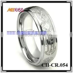 Comfort Fit New Design Fashion Cobalt Ring Silver Laser Pattern Cobalt Ring thumbnail-1