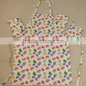 Cotton Linen Material Print Kitchen Set Hot Pot Holder and Glove Set thumbnail-1