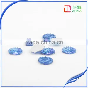 2016 Wholesale Round AB Color Fish Scale Carved Resin Dome Seals Cabochon thumbnail-6