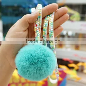 Hot Sale New Bling Plush Ball Rhinestone Lanyard Wholesale thumbnail-1