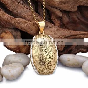 Stainless Steel Unique Crystal Design Gold Plated Pendant thumbnail-1