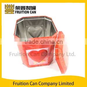 Hexagonal Shape Tin Box With Embossing Heart Decorative Heart Shaped Boxes thumbnail-1