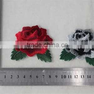 2016 New Patch Work Blouse Designs 6*7cm Red Rose and Gray Rose Flower Embroidery Patches Tim for Clothing thumbnail-5