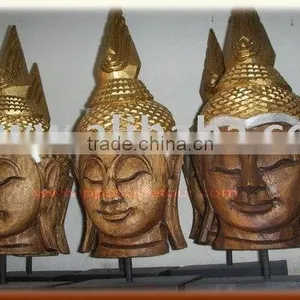 Wooden Bhudda Head thumbnail-1