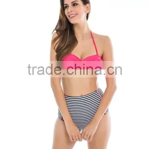 2016 Latest Striped Retro High Waist Bikini thumbnail-2