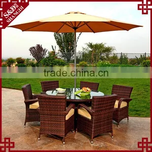 Luxury Rattan Garden Patio Dining Table Sets With 6 Chairs thumbnail-1