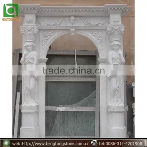 Outdoor Home Decoration Stone Carving Arch Door Marble Frame With Figure Design thumbnail-1
