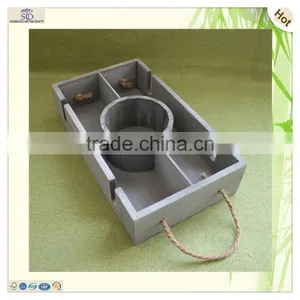 Great Quality Antique Grids Round Hole Compartment Wooden Tray thumbnail-4