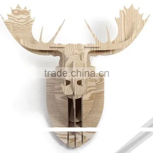 Latest Design Wood Craft Moose Head Wall Hanging Decoration thumbnail-2