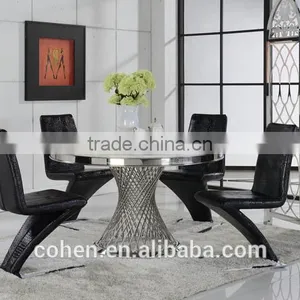 2016 Hot Sale Stylish Design Marble Top Dining Table and Chairs/stainless Steel Furniture Dining Table Set for Restaurant thumbnail-2