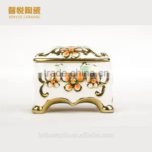 Stock Ceramic Tissue Paper Box With Gold Painted Tissue Box Design thumbnail-1
