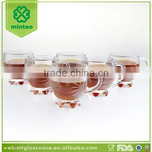 Personalized Wholesale Glass Coffee Mug/flower Base Coffee Glass Mug thumbnail-1