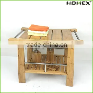 Bamboo Spa Bench Shower Bench w Lift Aid Arms Homex BSCI/Factory thumbnail-6