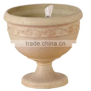 Round Marble Look Flower Pots With Pedestal thumbnail-1