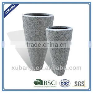 Sandstone Round Polished Finish Tall Garden Flower Pot With Glass Pieces thumbnail-1
