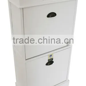 Hallway 2 Drawer White Wooden Shoe Cabinet thumbnail-1